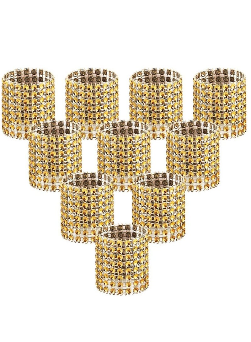 GROWSTEADY 100 pieces Golden Rhinestone Napkin Rings for Banquet Decoration Scene Layout  - Image 1