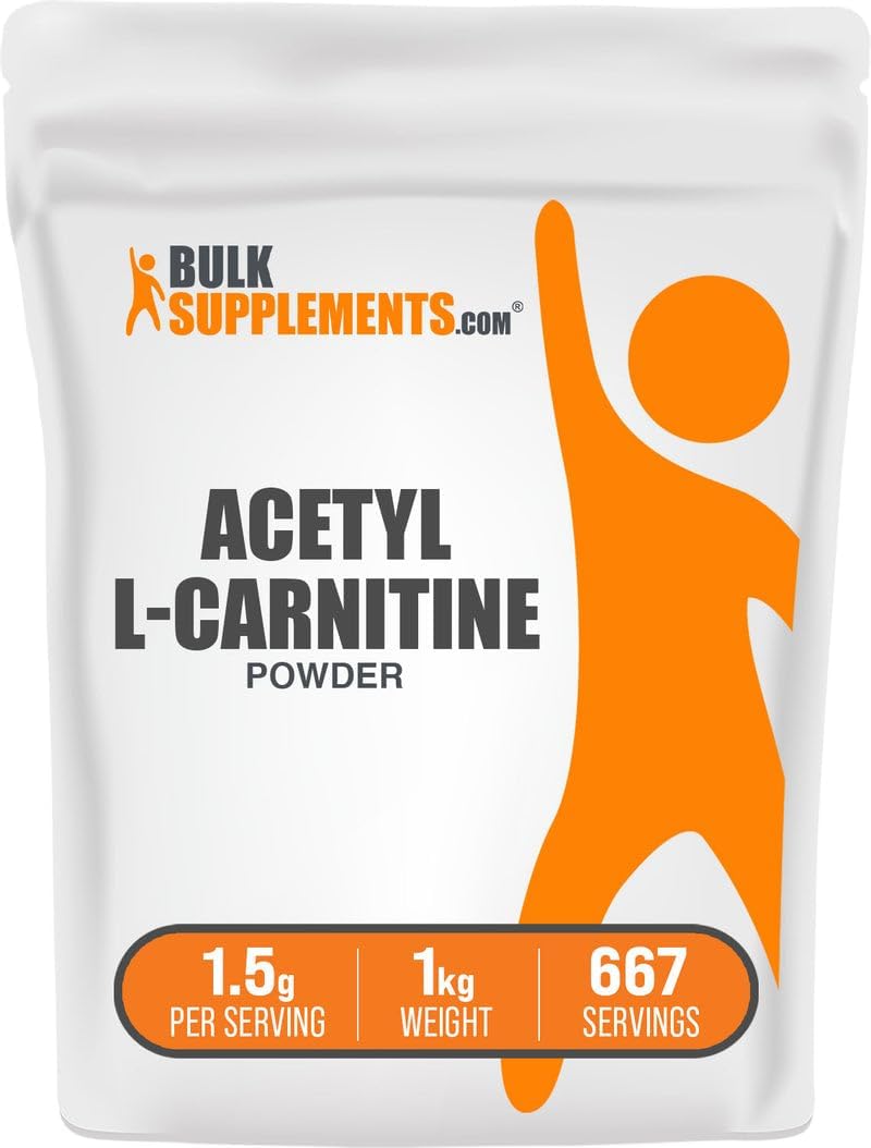 BulkSupplements مسحوق أسيتيل إل كارنيتين من بولك سابليمنتس  كألكار HCl مكمل كارنيتين خالي من الغلوتين 15 جرام لكل حصة 1 كجم 22 رطل عبوة من 1 - Image 1