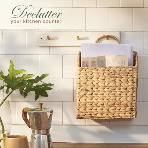 84ECO Set of 2 Wicker Hanging Basket for Organizing, Front Door, Mail, Flowers - Woven Wall Baskets for Storage - Image 5