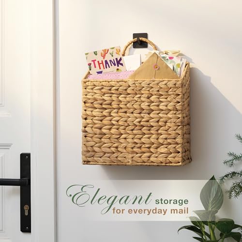 84ECO Set of 2 Wicker Hanging Basket for Organizing, Front Door, Mail, Flowers - Woven Wall Baskets for Storage - Image 2