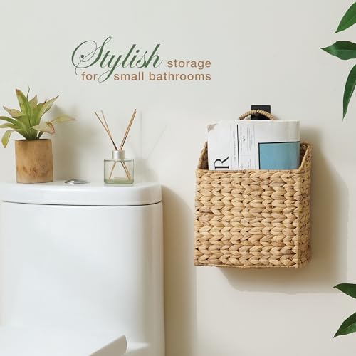 84ECO Set of 2 Wicker Hanging Basket for Organizing, Front Door, Mail, Flowers - Woven Wall Baskets for Storage - Image 4