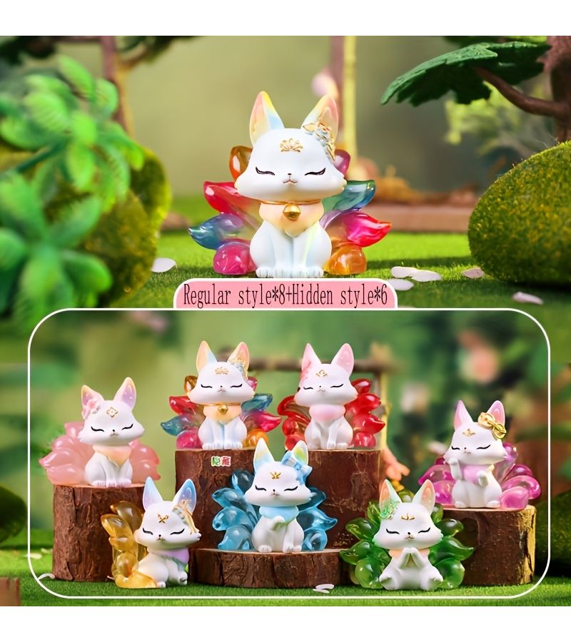 صندوق عشوائي واحد لزينة ثعلب ذو تسعة ذيول، بتصميم إبداعي لطيف، مناسب لوضعها على لوحة القيادة في السيارة أو سطح المكتب أو ديكور المنزل، هدية مثالية لعيد الميلاد وعيد الشكر وأعياد الميلاد، ومناسبة للاقتناء والتزيين. - Image 1