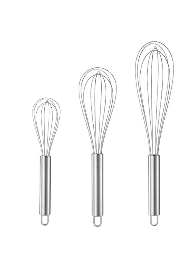 3 Pcs Stainless Steel Egg Whisk 8, 10, 12inch - Image 1