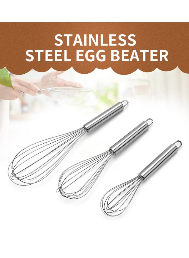 3 Pcs Stainless Steel Egg Whisk 8, 10, 12inch - Image 4