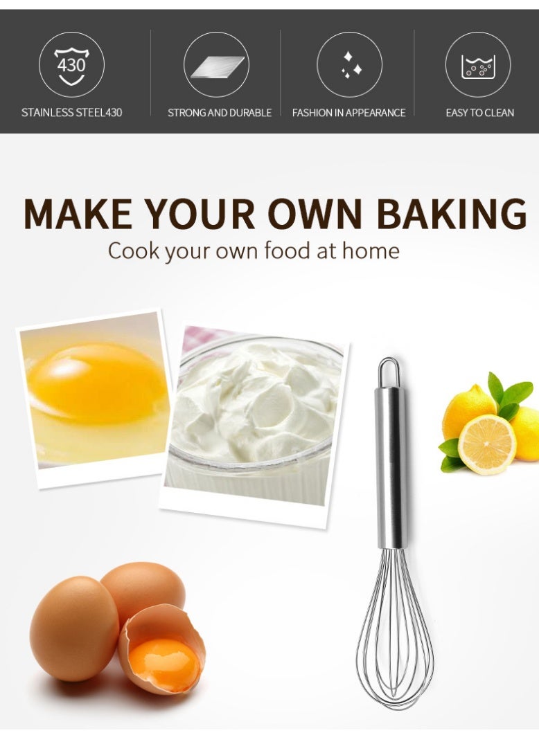 3 Pcs Stainless Steel Egg Whisk 8, 10, 12inch - Image 2