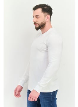 KANGOL Men Crew Neck Long Sleeves Plain T-Shirt, White  - Image 2
