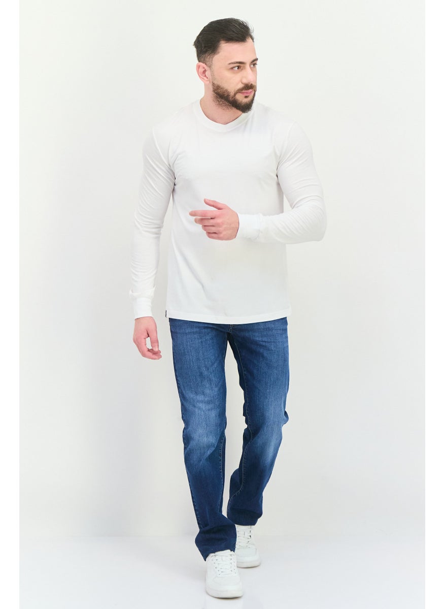 KANGOL - Men Crew Neck Long Sleeves Plain T-Shirt, White - Image 1