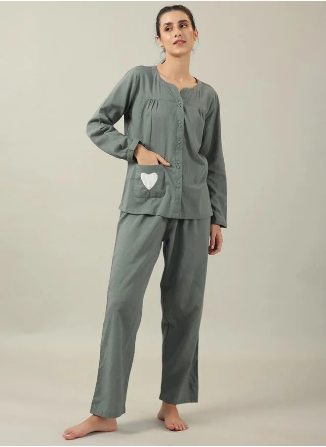 سانسكريتي هومز Sanskrutihomes Buttoned Pure Cotton Shirt and Pyjama Set