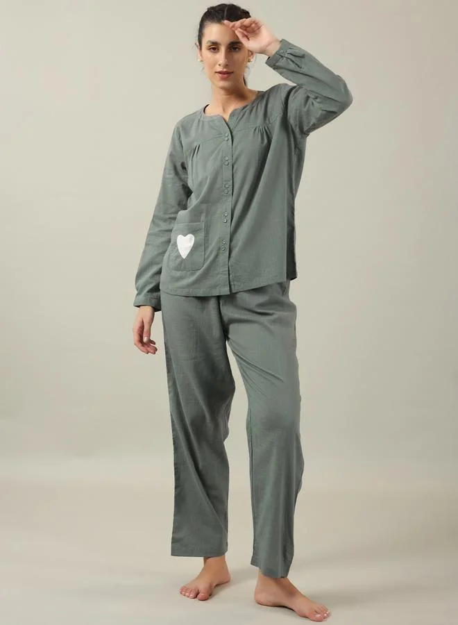 sanskrutihomes Sanskrutihomes Buttoned Pure Cotton Shirt and Pyjama Set