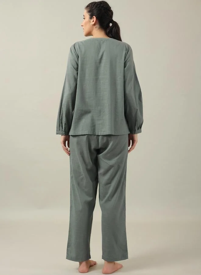 sanskrutihomes Sanskrutihomes Buttoned Pure Cotton Shirt and Pyjama Set