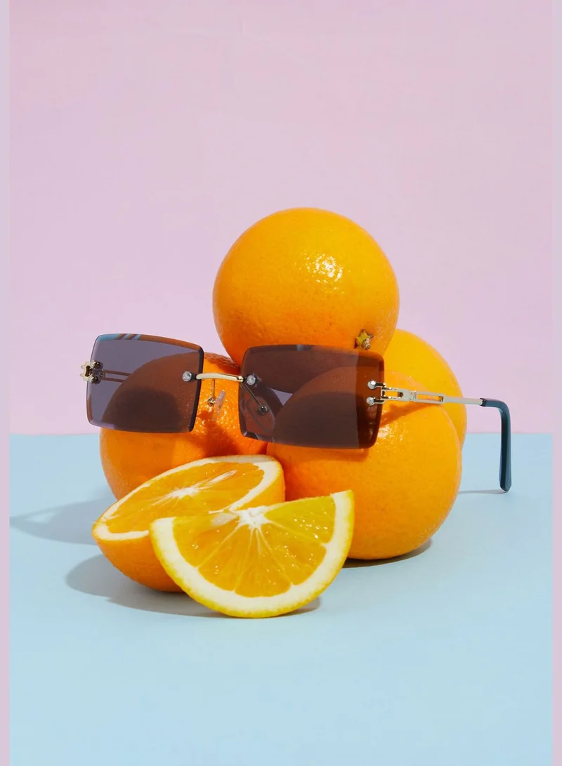 Haute Sauce Rimless Rectangle Sunglass