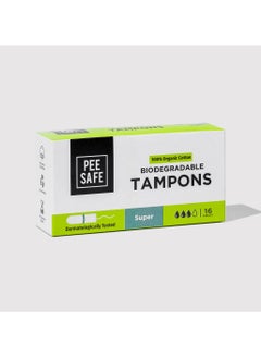PEESAFE PeeSafe 100% Organic Cotton Tampons, Comfortable & Stain-Free, Biodegradable, Dermatologically tested, medium to heavy flow - Super size - 16 tampons  - Image 2