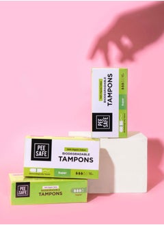 PEESAFE PeeSafe 100% Organic Cotton Tampons, Comfortable & Stain-Free, Biodegradable, Dermatologically tested, medium to heavy flow - Super size - 16 tampons  - Image 4
