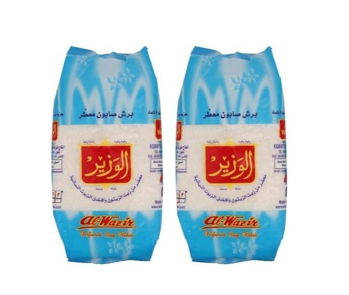 Al Wazir Perfumed Soap Flakes 900gm (Pack of 2) | Laundry Soap Powder for Hand Wash & Washing Machine | Fresh Scent Deep Cleaning | 1800g Total