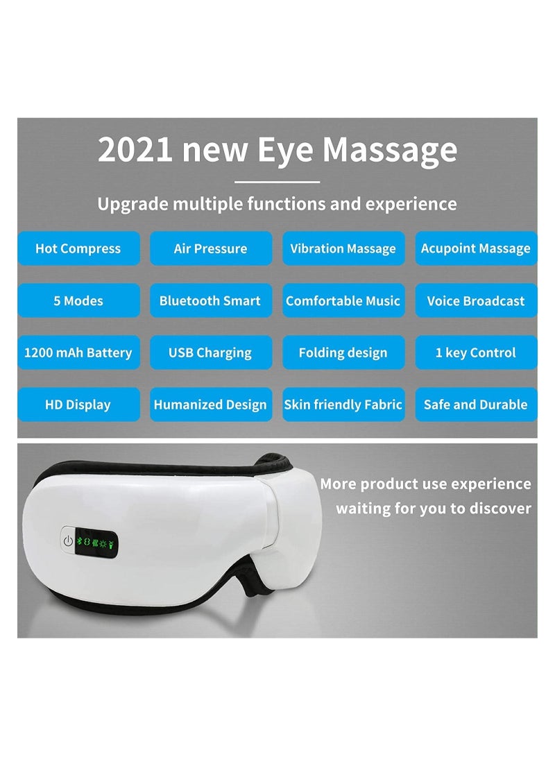Generic Foldable Eye Massager with Heat, Compression, Air Pressure & Vibration Massage to Relieve Eye Fatigue 5 Modes Adjustable, Eye Massager with Bluetooth Music, USB Rechargeable  - Image 4