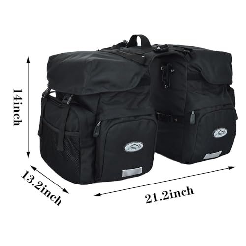 ZTZ 50L Panniers Bike Bags, Waterproof Bike Panniers Made of High-Density 600D Polyester for Durable Use, Bike Saddle Bag come with Reflective Trim and Rain Cover, Easy Organize in 7 inch Rack(Black) - Image 2