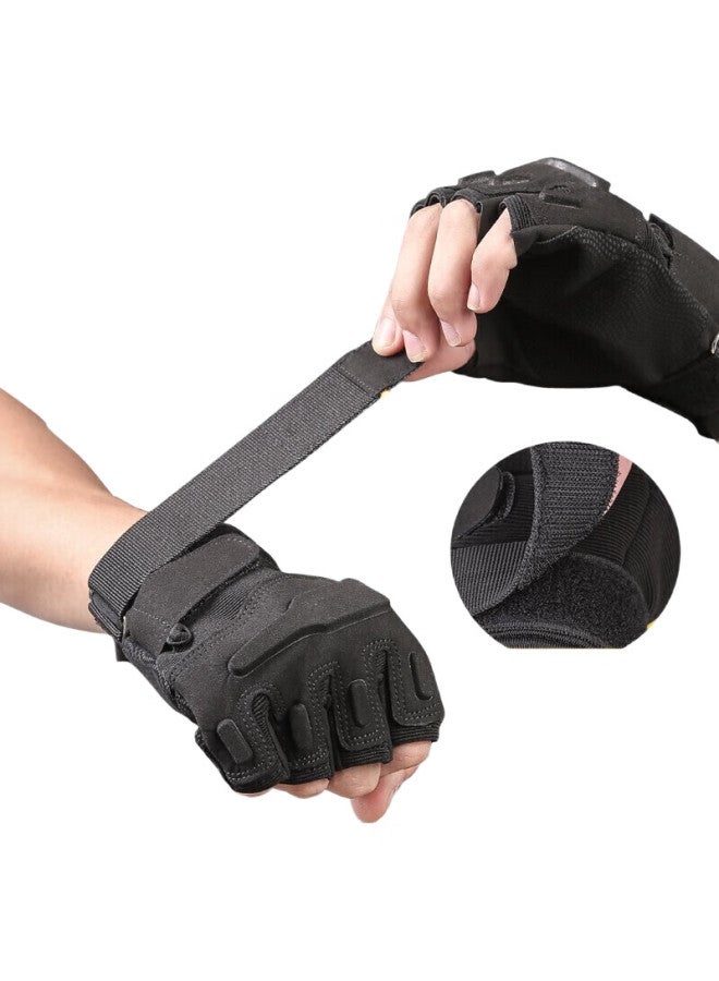 CAVALRY Sports Gloves, Fingerless Tactical Training Gloves, Military Enthusiast Outdoor Short Finger Gloves, Fitness Cycling Gloves, Non-Slip Wear-Resistant Cycling Equipment, Black - Image 3