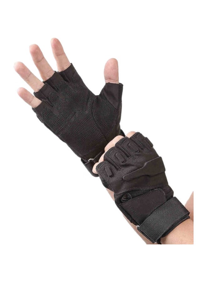 CAVALRY Sports Gloves, Fingerless Tactical Training Gloves, Military Enthusiast Outdoor Short Finger Gloves, Fitness Cycling Gloves, Non-Slip Wear-Resistant Cycling Equipment, Black - Image 2