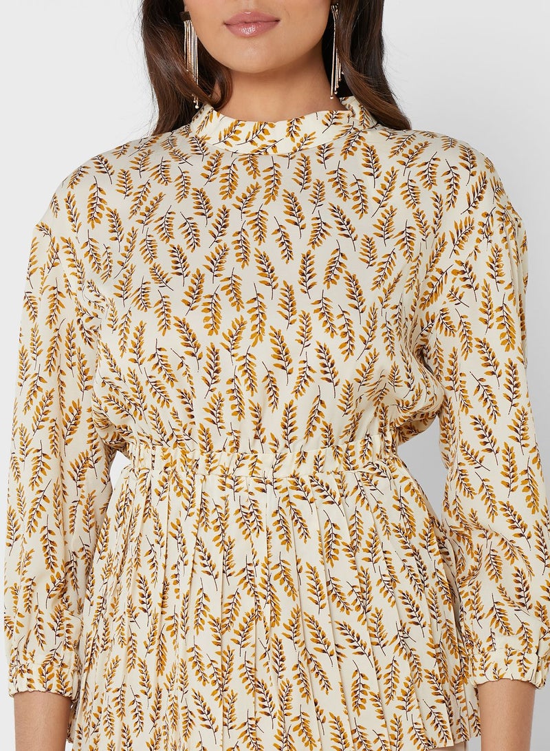 Montania Printed High Neck Pleated Top - Image 3