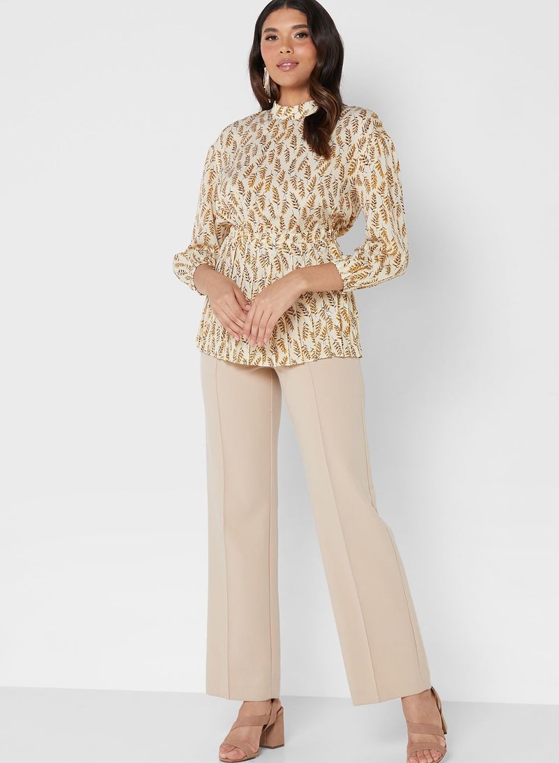Montania Printed High Neck Pleated Top - Image 4