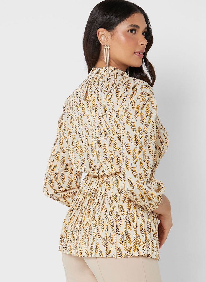 Montania Printed High Neck Pleated Top - Image 2