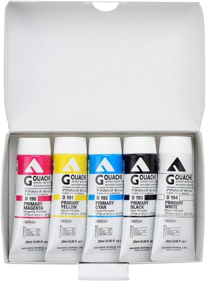 Holbein Acryla Gouache 20ml Primary Mixing Colors Set of 5 - Image 3