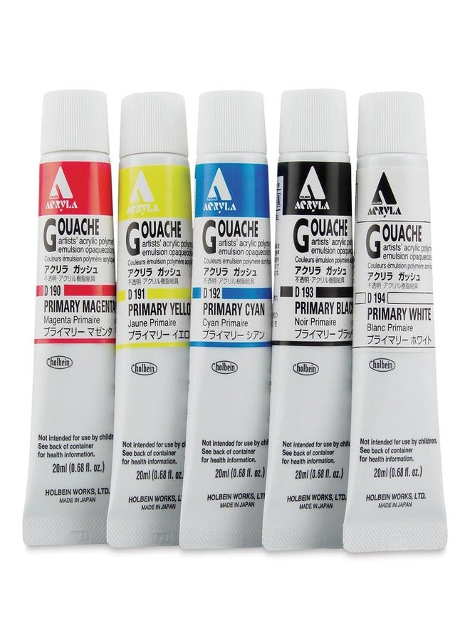 Holbein Acryla Gouache 20ml Primary Mixing Colors Set of 5 - Image 2