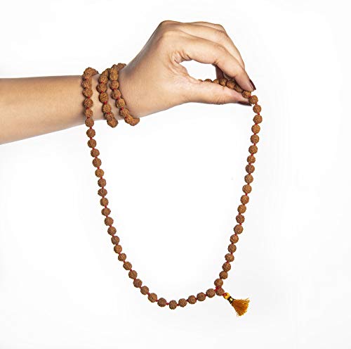 Wonder Care Authentic Rudraksha Mala5face Genuine Indonesian Rudraksha Seeds Religious Ornament Rosary Japa Mala Necklace Prayer Mala Healing Beads 1081 beads of 10mm mala 5 pc - Image 3