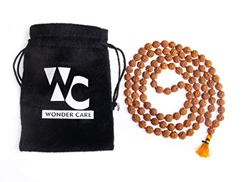 Wonder Care Authentic Rudraksha Mala5face Genuine Indonesian Rudraksha Seeds Religious Ornament Rosary Japa Mala Necklace Prayer Mala Healing Beads 1081 beads of 10mm mala 5 pc - Image 1