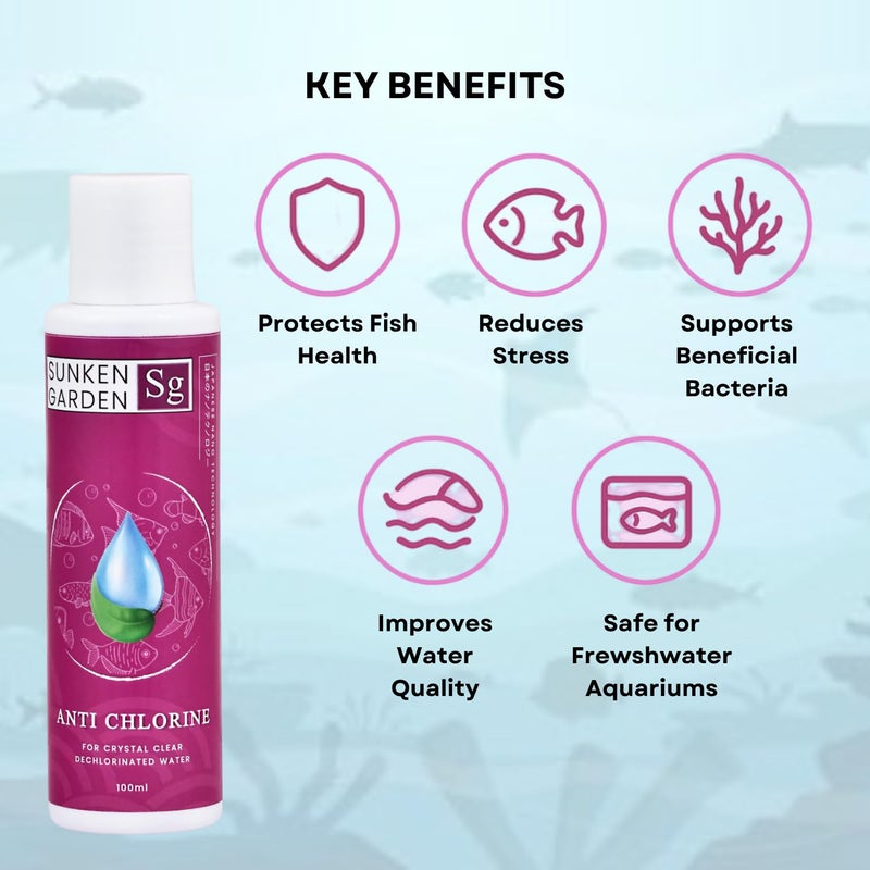 7pets Sunken Garden Anti Chlorine | Dechlorinator + 15-Strain Beneficial Bacteria | Water Conditioner for Freshwater Aquariums (100 ml) - Image 4