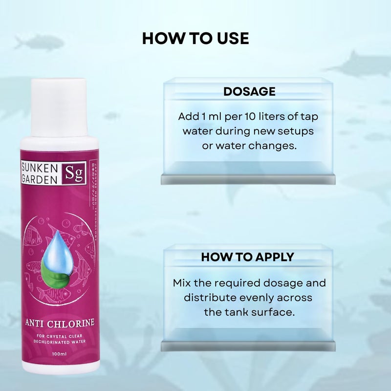 7pets Sunken Garden Anti Chlorine | Dechlorinator + 15-Strain Beneficial Bacteria | Water Conditioner for Freshwater Aquariums (100 ml) - Image 5