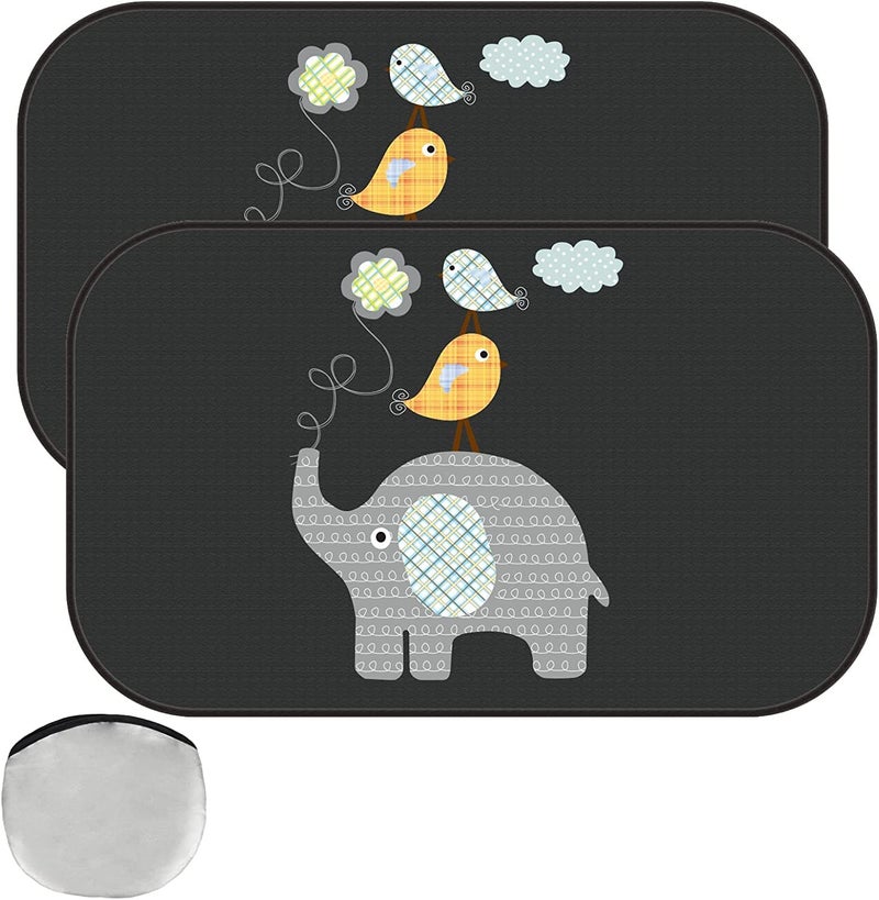 SYOSI Car Sun Shade Car Window Shades for Kids Baby Pet UV RaysSunlight Protection Car Sunshades Shield Visor Adsorption Electrostatic for Car Side Windscreen Window 2 Pack Elephant