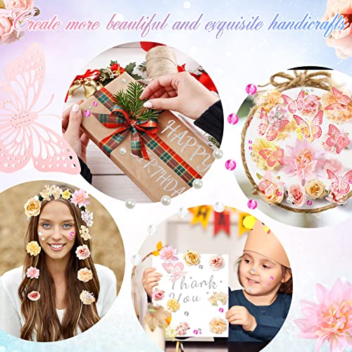 Hoteam DIY Handcraft Decorations Kits Included Faux Flowers 3D Butterfly Stickers Self Adhesive Rhinestones Glitter Alphabet Letter Stickers for Grad Cap Topper Party Gifts Art Decor(Pink) - Image 3