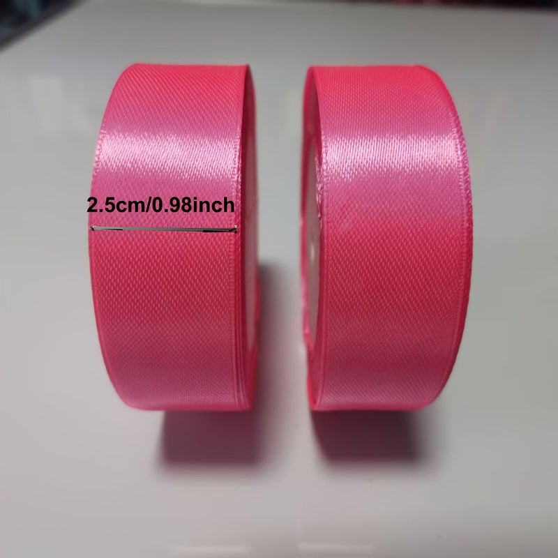Pink Satin Ribbon 2 Rolls 0 98 Inch Wide For Gift Wrapping Bouquet DIY - Image 3