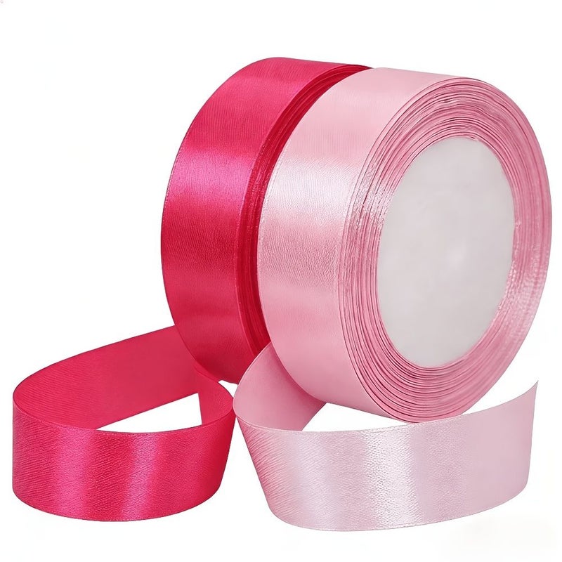 Pink Satin Ribbon 2 Rolls 0 98 Inch Wide For Gift Wrapping Bouquet DIY - Image 5