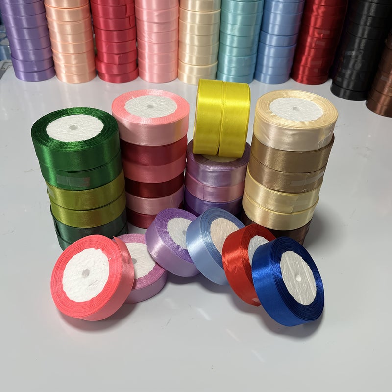 Pink Satin Ribbon 2 Rolls 0 98 Inch Wide For Gift Wrapping Bouquet DIY - Image 2