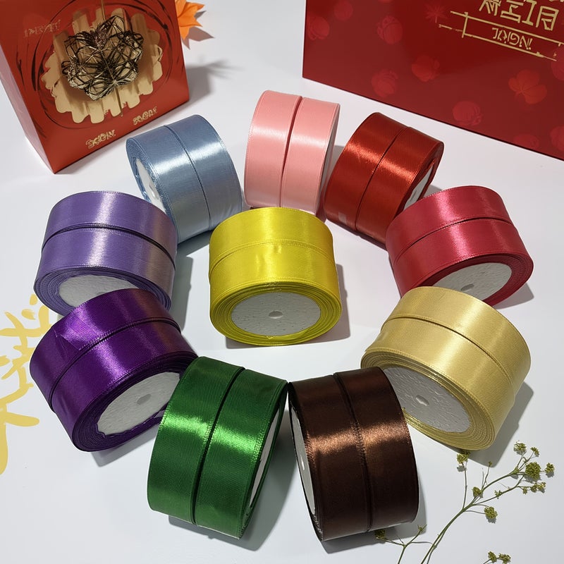 Pink Satin Ribbon 2 Rolls 0 98 Inch Wide For Gift Wrapping Bouquet DIY - Image 1