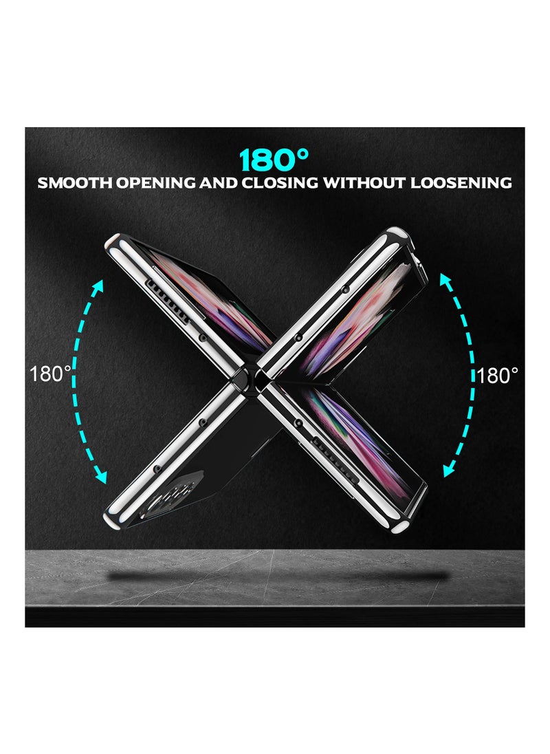 Beauenty Samsung Galaxy Z Fold 3 5G Phone Case - Ultra Slim Transparent Hard Cover with Shock Absorption, High-End Plating PC Protection - Silver Color  - Image 2