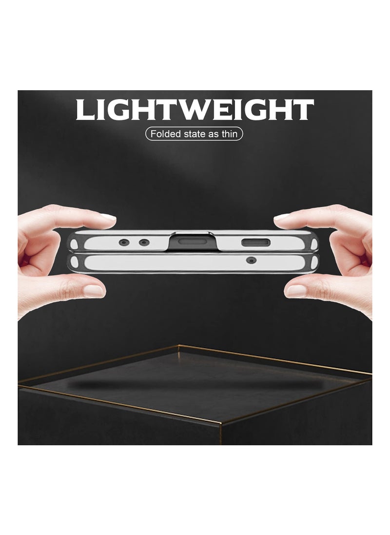 Beauenty Samsung Galaxy Z Fold 3 5G Phone Case - Ultra Slim Transparent Hard Cover with Shock Absorption, High-End Plating PC Protection - Silver Color  - Image 4