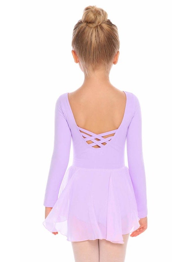 Arshiner Kids Girls Classic Long Sleeve Leotard Dance Ballet Dress, Lilac, 140,Lilac,140(Age for 6-7Y) - Image 1