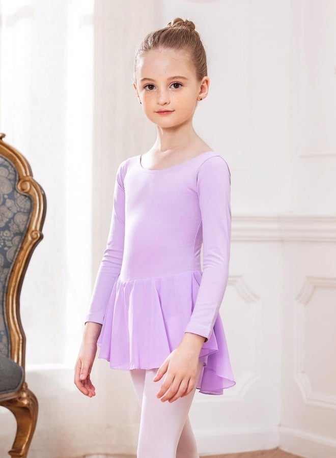 Arshiner Kids Girls Classic Long Sleeve Leotard Dance Ballet Dress, Lilac, 140,Lilac,140(Age for 6-7Y) - Image 3