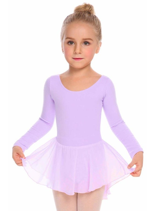 Arshiner Kids Girls Classic Long Sleeve Leotard Dance Ballet Dress, Lilac, 140,Lilac,140(Age for 6-7Y) - Image 2