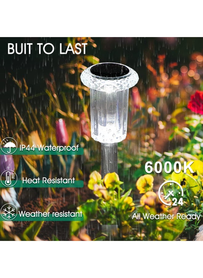 BABONA 6-Piece Solar Outdoor Pathway Lights with Dusk-to-Dawn Sensor, LED Garden Stake Lights with 6–12-Hour Illumination for Yard, Lawn and Walkway (Cool White) - Image 3