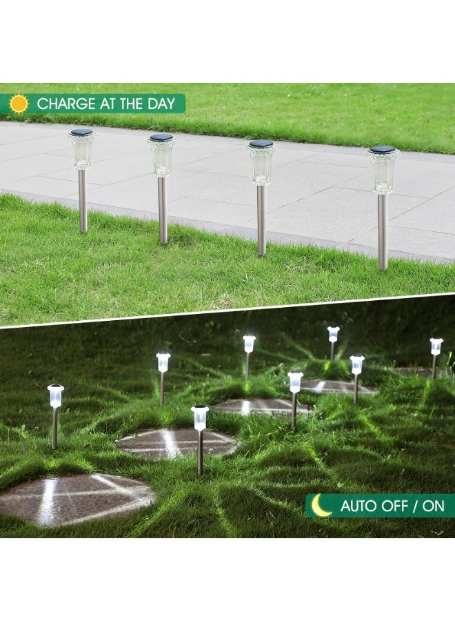 BABONA 6-Piece Solar Outdoor Pathway Lights with Dusk-to-Dawn Sensor, LED Garden Stake Lights with 6–12-Hour Illumination for Yard, Lawn and Walkway (Cool White) - Image 5
