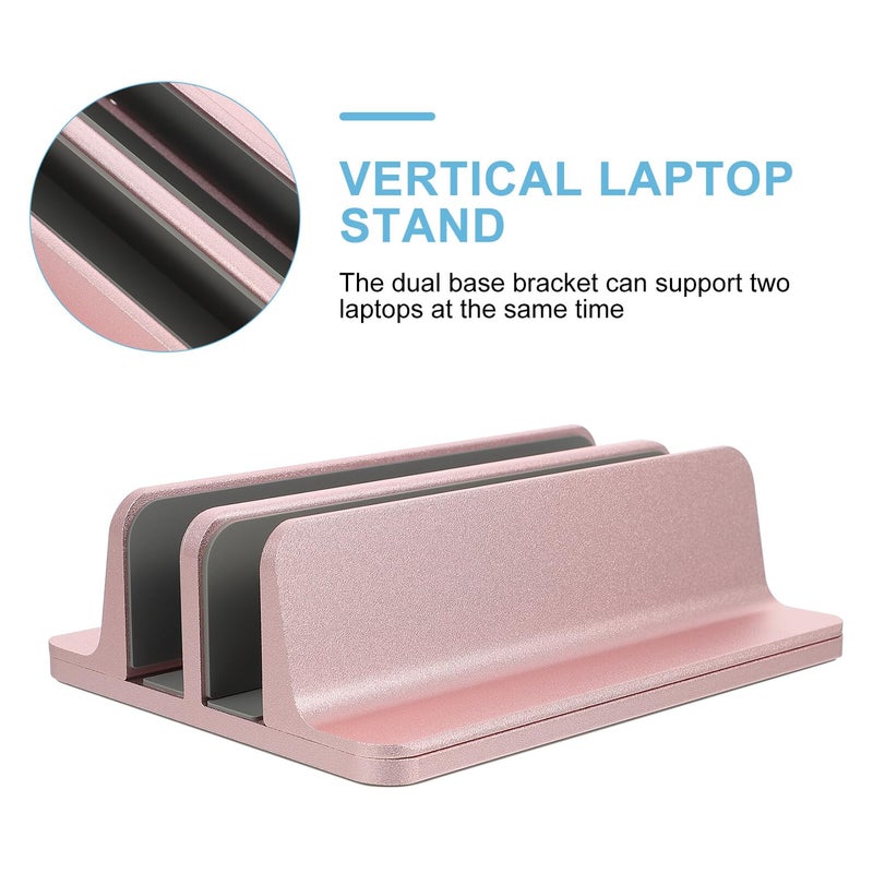 Adjustable Aluminum Alloy Laptop Stand Holder Space Saving Desk Rose Gold Finish - Image 4