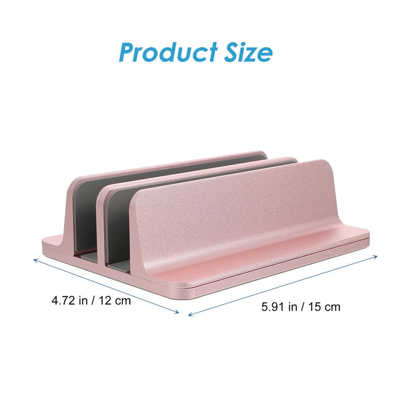 Adjustable Aluminum Alloy Laptop Stand Holder Space Saving Desk Rose Gold Finish - Image 3