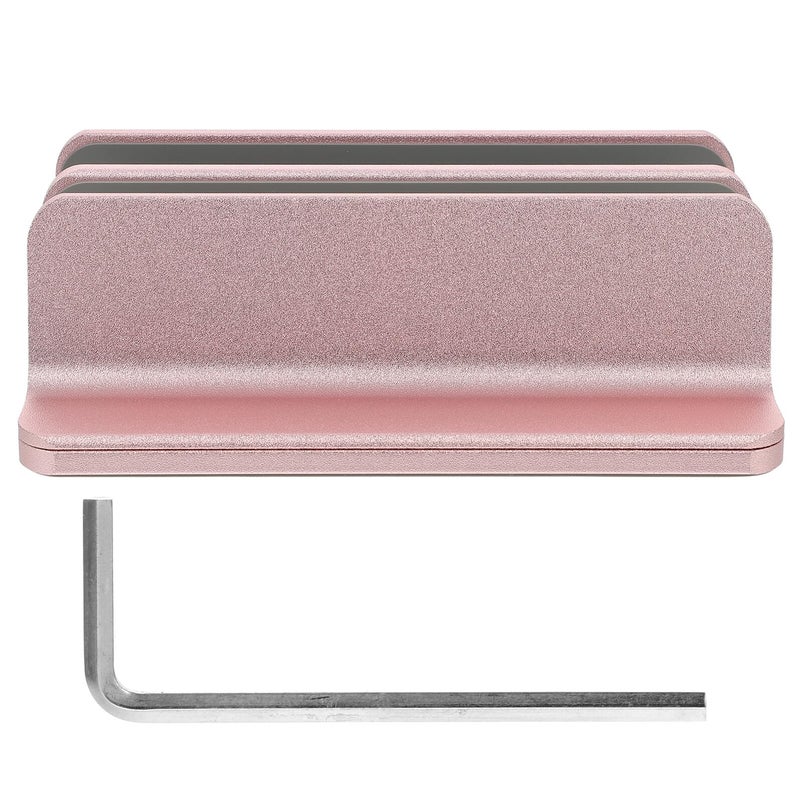 Adjustable Aluminum Alloy Laptop Stand Holder Space Saving Desk Rose Gold Finish - Image 2