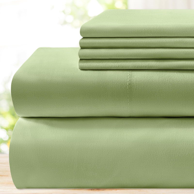 BYSURE 6 Pieces Bed Sheets Set(Queen, Green Sage) - Hotel Luxury Super Soft 1800 Thread Count 100% Microfiber Sheets with Deep Pockets, Wrinkle & Fade Resistant - Image 1