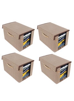 SHREY CREATION Shrey Creation Printed Shirt StackerCloth Storage Foldable Wardrobecloset Organizer With Handle and Lid For TshirtsShirts Clothes Cover Pack Of 4  - Image 1