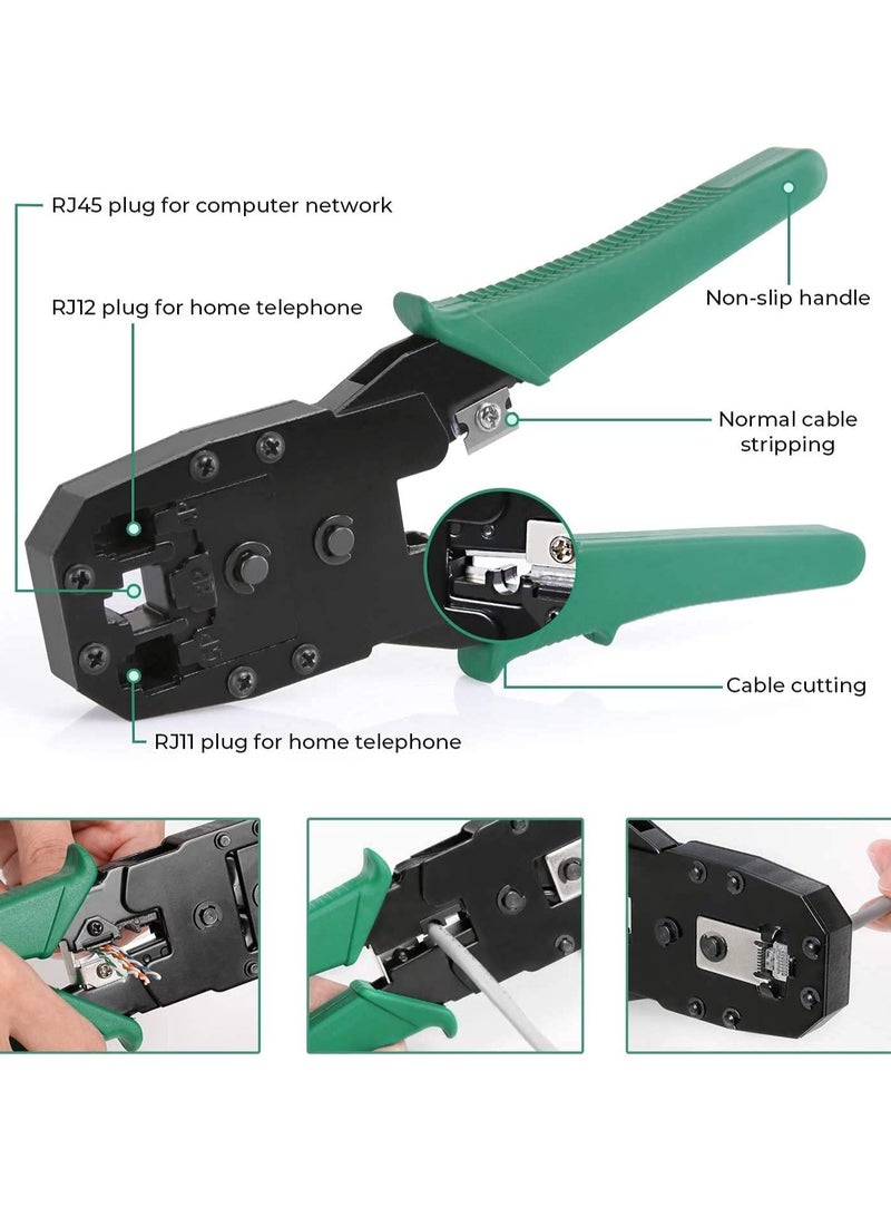 Network Tool Kits Professional Net Computer Maintenance LAN Cable Tester Repair Tools 8P8C 4P4C 6P6C Connectors RJ45 RJ11 Cat5 Cat6 Cable Tester Screwdriver Network Cable Crimper - Image 3